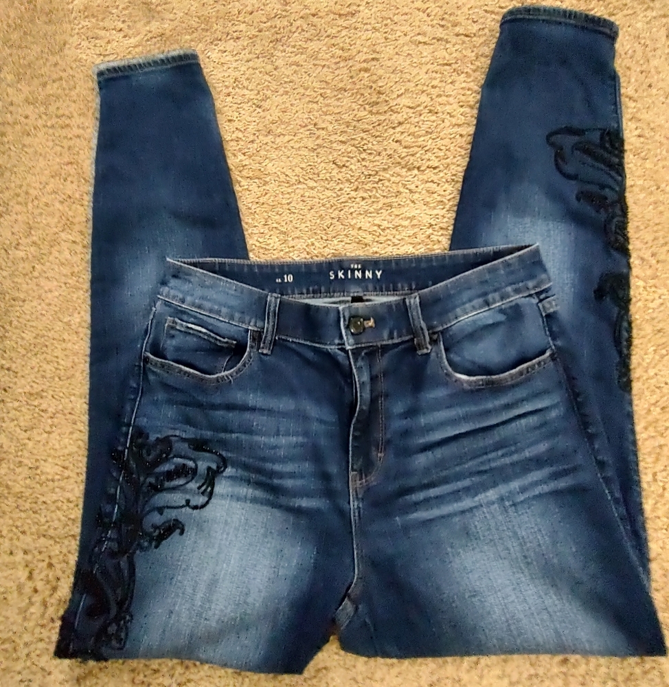 White House Black Market 10 Skinny Embellished Jeans